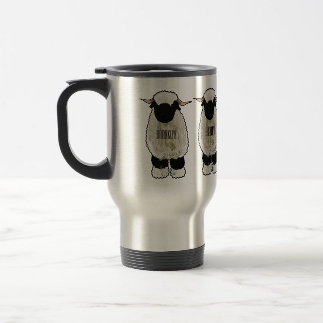 Valais Blacknose sheep cartoon illustration Reisebecher (Links)