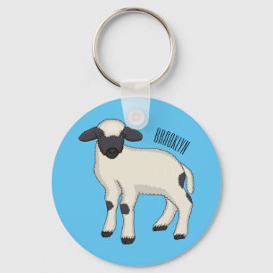 Valais Blacknose sheep cartoon illustration Schlüsselanhänger