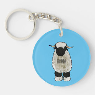 Valais Blacknose sheep cartoon illustration Schlüsselanhänger