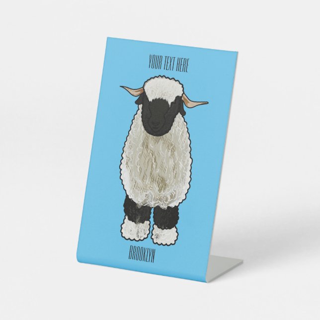 Valais Blacknose sheep cartoon illustration Sockelschild (Vorderseite)
