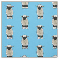 Valais Blacknose sheep cartoon illustration Stoff