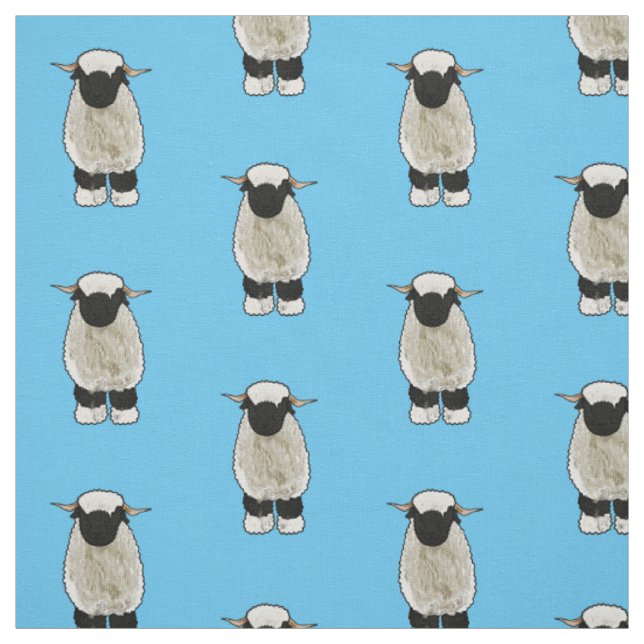Valais Blacknose sheep cartoon illustration Stoff (Muster)
