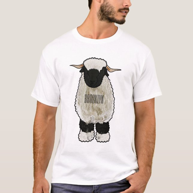 Valais Blacknose sheep cartoon illustration T-Shirt (Vorderseite)