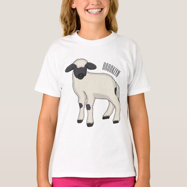 Valais Blacknose sheep cartoon illustration T-Shirt (Vorderseite)