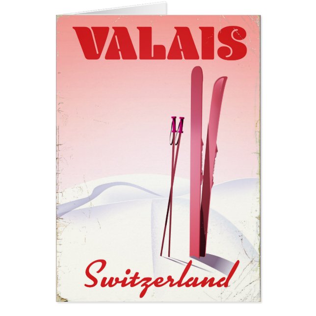 valais Schweiz Vintages Skipposter (Vorne)