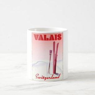 valais Schweiz Vintages Skipposter Verwandlungstasse