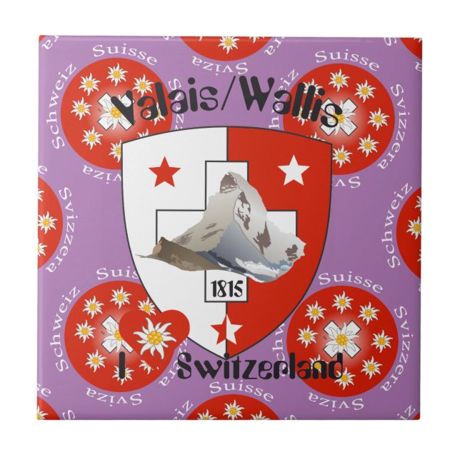 Valais / Wallis Schweiz Fliese (Vorderseite)