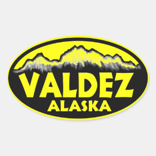 Valdez Alaska gelbe ovale Aufkleber