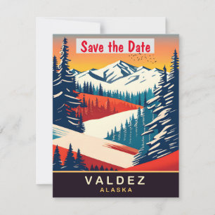 Valdez, Alaska, Travel Postcard, Save The Date