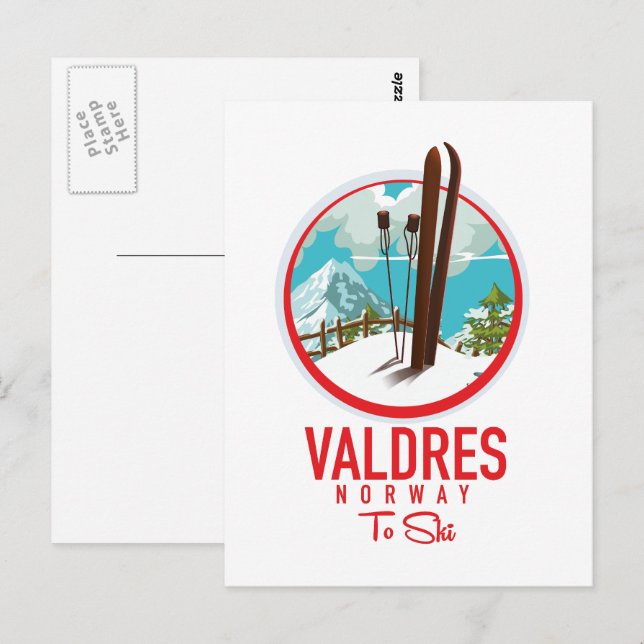 Valdres Ski Logo Postkarte (Vorne/Hinten)