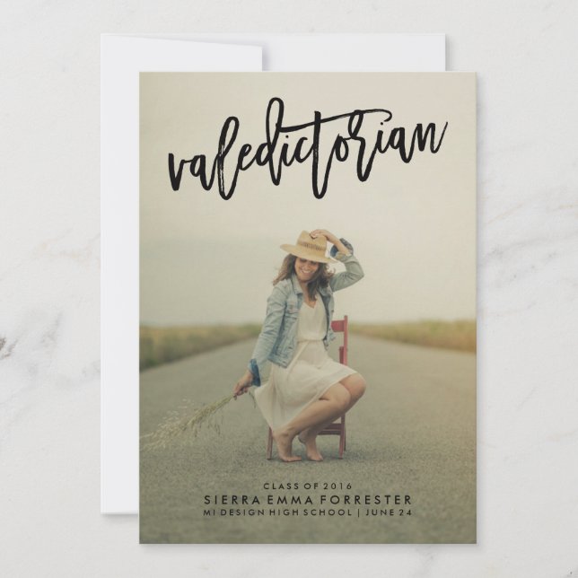 Valedictorian 1 Foto Abschluss Ankündigung (Vorderseite)