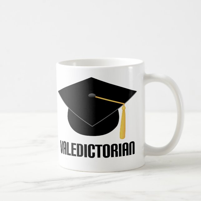 Valedictorian-schwarzer Absolvent-Hut Kaffeetasse (Rechts)