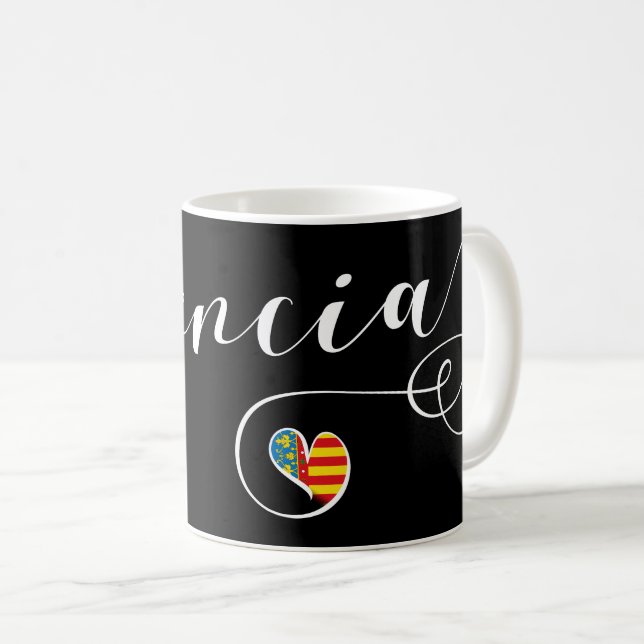 Valencia Flag Herz, Valencia, Spanien Kaffeetasse (VorderseiteRechts)