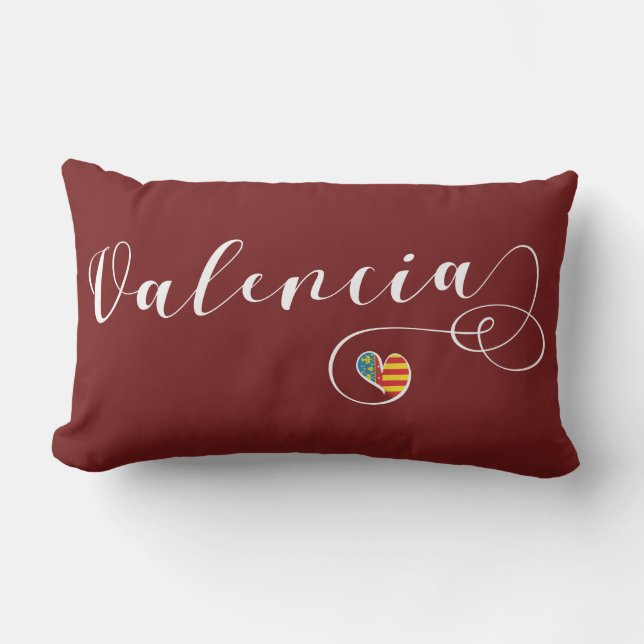 Valencia Flag Herz, Valencia, Spanien Kissen Für Draußen (Vorderseite)