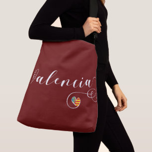 Valencia Flag Herz, Valencia, Spanien Tragetaschen Mit Langen Trägern