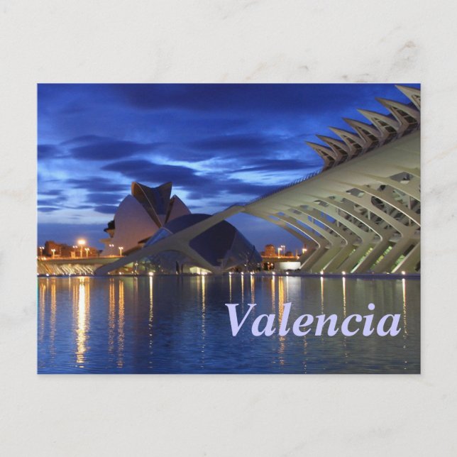 Valencia nach Nacht Postkarte (Vorderseite)