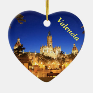 Valencia-Nachtansicht-Herzverzierung Keramik Ornament