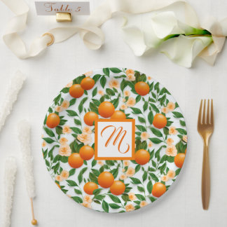 Valencia Orange Blossom Monogram Pappteller