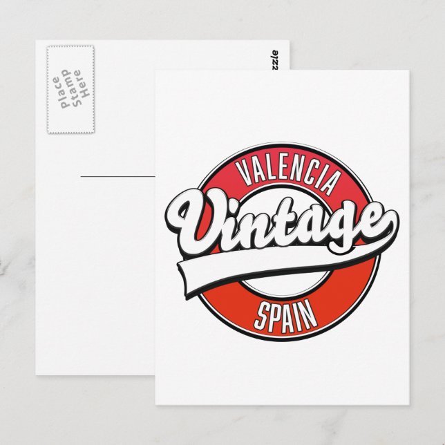 valencia spain Retrologo Postkarte (Vorne/Hinten)
