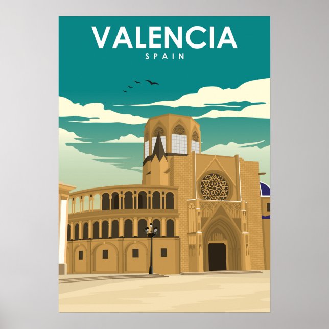 Valencia Spain Vintage Minimal Travel Poster (Devant)