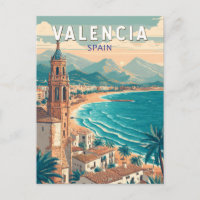 Valencia Spanien Illustration Reisen Vintag