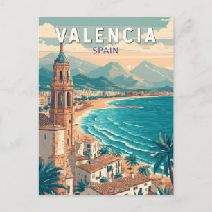 Valencia Spanien Illustration Reisen Vintag Postkarte