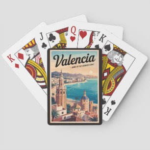 Valencia Spanien Küste Illustration Reisen Art Ret Spielkarten