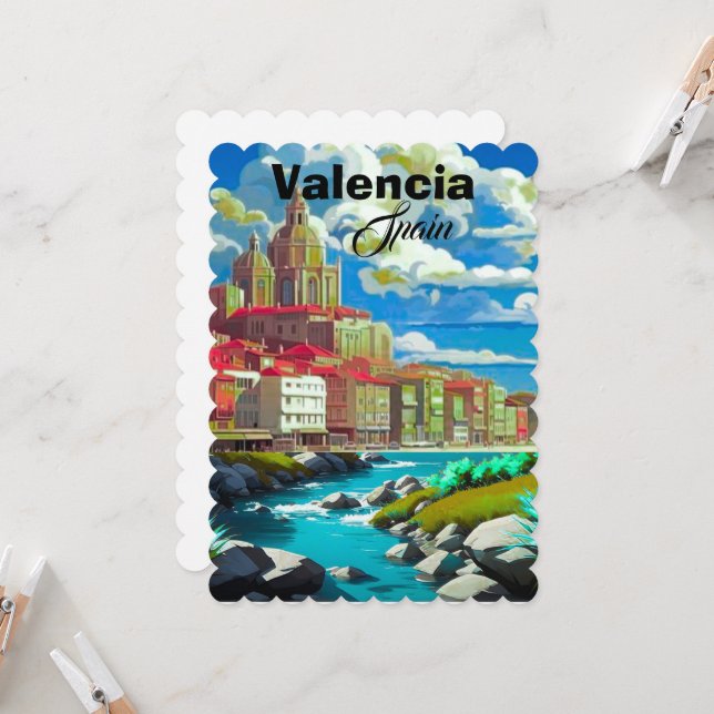 Valencia Spanien Reise Postkarten Kunst, Spanien R (Vorderseite/Rückseite Beispiel)