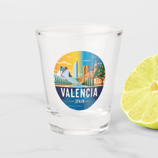 Valencia Spanien Reise Schnapsglas (Vorderseite)