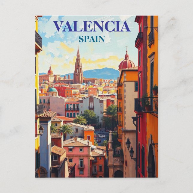 Valencia Spanien Reisen Kunst Vintag Postkarte (Vorderseite)