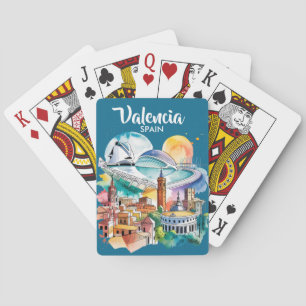 Valencia Spanien Stadtansicht Aquarell Reise indiv Spielkarten