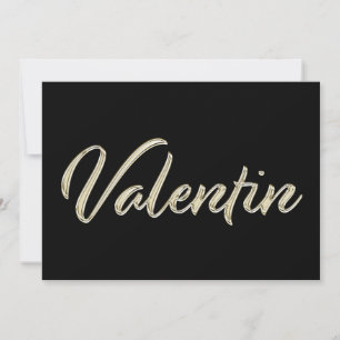 Valentin Name white gold Handwriting Karte
