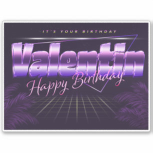Valentin Nom Prénom Autocollant Rétro Anniversaire