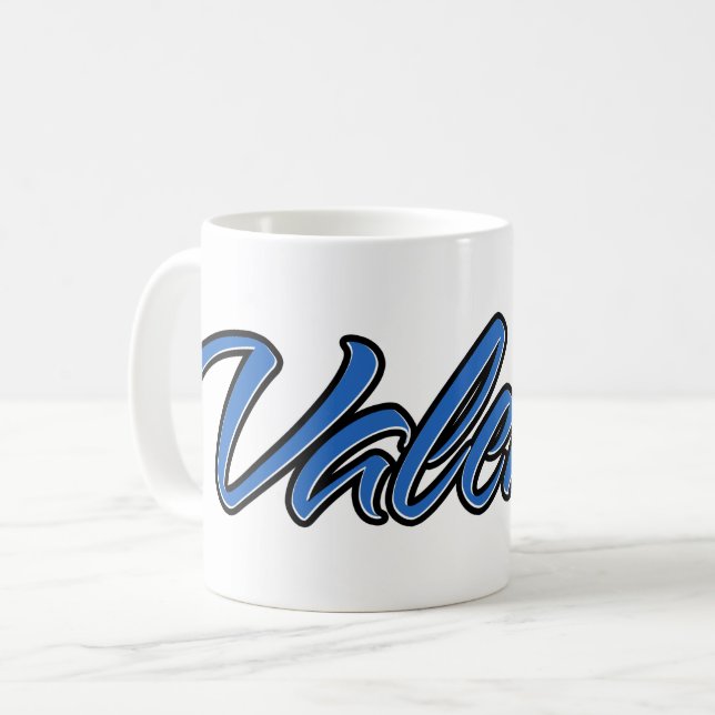 Valentin Vorname Name blue Tasse Kaffeetasse (Vorderseite Links)