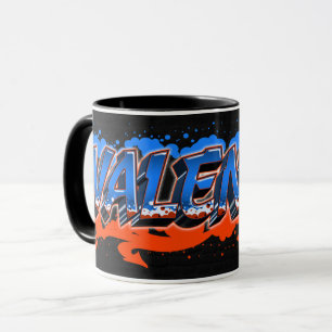 Valentin Vorname Name Graffiti blue orange Tasse