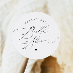 VALENTINA Elegante Minimalistische Schrift Brautpa Runder Aufkleber