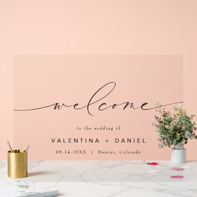 VALENTINA Elegantes Skript Hochzeit Willkommen Acrylschild (Hochzeit)