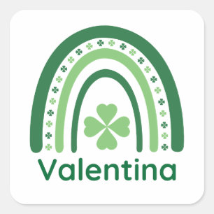 Valentina Name Clover Boho Rainbow Quadratischer Aufkleber