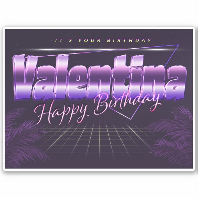 Valentina Nom Prénom de l'anniversaire de Sticker (Devant)
