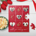 Valentinas Heiratsvorschlag wird mir XO gefallen<br><div class="desc">Pop die Frage am valentiner Tag mit unserem lustigen und trendigen, wirst du mich heiraten? maßgeschneidertes 5-Foto-Layout-Puzzle. Unser Design bietet Ihnen ein lustiges Design mit Herz-Formen, damit Sie Ihre eigenen Bilder hinzufügen können. "Heiraten Sie mich?" ist in einem trendigen, schwarzen typografischen Design entworfen. Angepasst mit dem Namen des Empfängers für...</div>