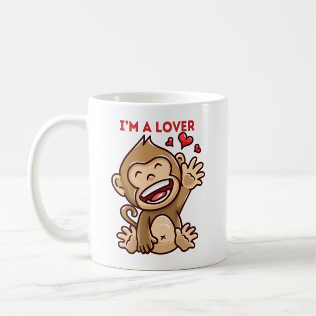 Valentinas Niedlicher Cartoon Affen-Tasse Kaffeetasse (Links)