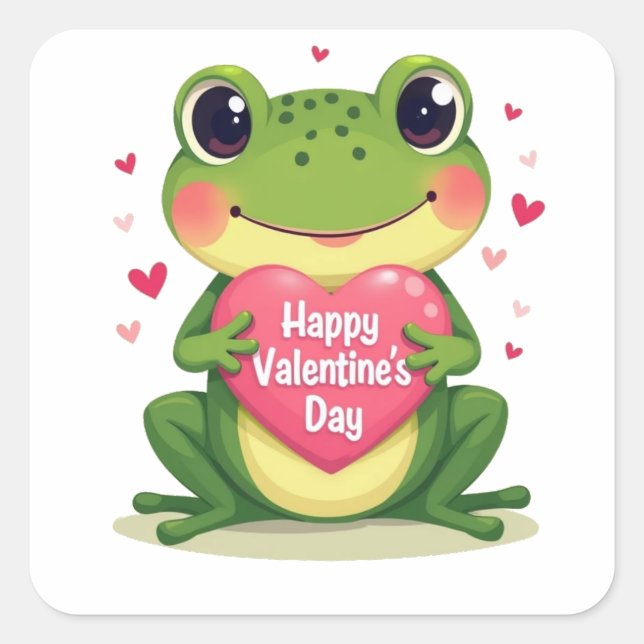Valentinatfrosch Quadratischer Aufkleber (Vorderseite)