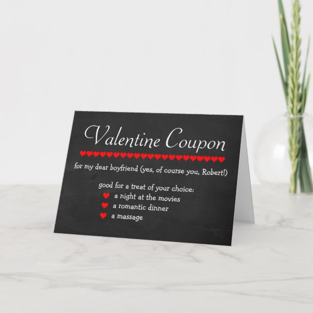Valentincoupon Feiertagskarte (Vorderseite)