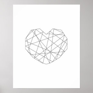 Valentindruck. Herzliche Schwarz-Weiß-Kunst Poster
