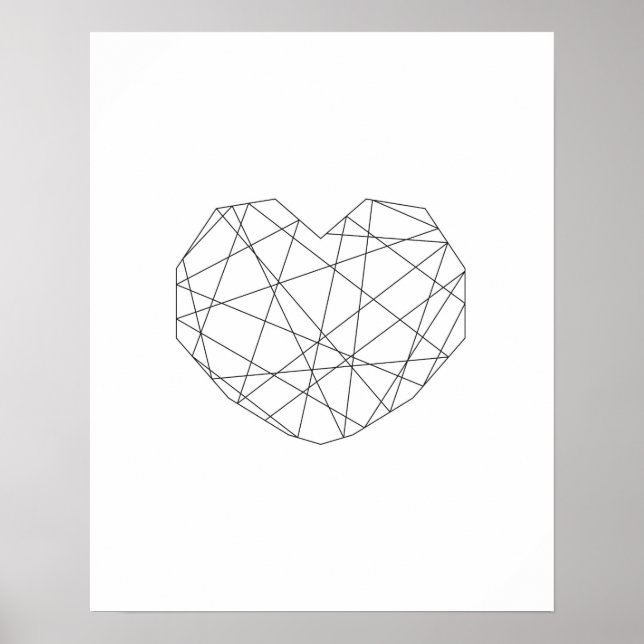 Valentindruck. Herzliche Schwarz-Weiß-Kunst Poster (Vorne)