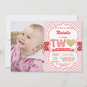 Valentine 2. Geburtstag kleiner Schatz Einladung