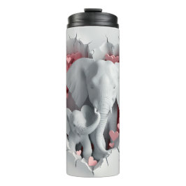 Valentine 3D Mama & Baby Elephants Tumbler Wrap Thermosbecher