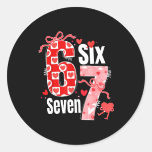 Valentine 67 Six Seven Herz Kokette Schleife Valen Runder Aufkleber