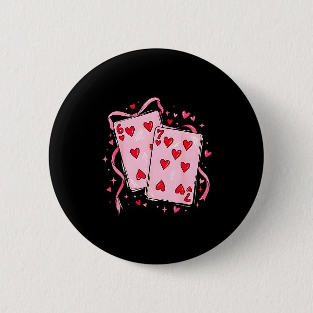 Valentine 6 7 Valentines Day Matching Couple Heart Button (Vorderseite)