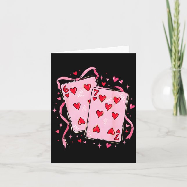 Valentine 6 7 Valentines Day Matching Couple Heart Karte (Vorderseite)